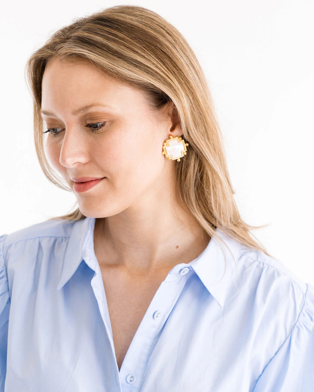Mother of Pearl Cross Stud Earrings Womens Earrings Susan Shaw 