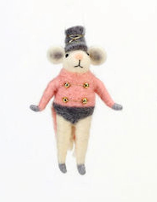 Mouse Soldier Felt Ornaments Easter Decorations 180 Degrees Pink 