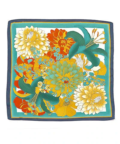 Multi Floral Print Silky Bandana Scarf Scarf Golden Stella 
