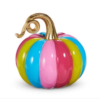 Multicolor Stripe Pumpkin Fall Decor RAZ 