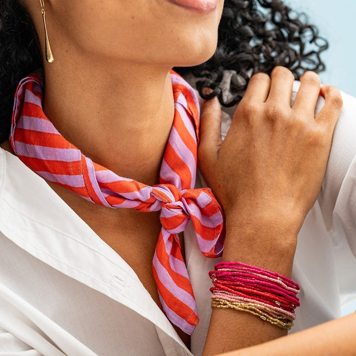 Naomi Striped Bandana - Lavender Poppy Scarf Ink and Alloy 