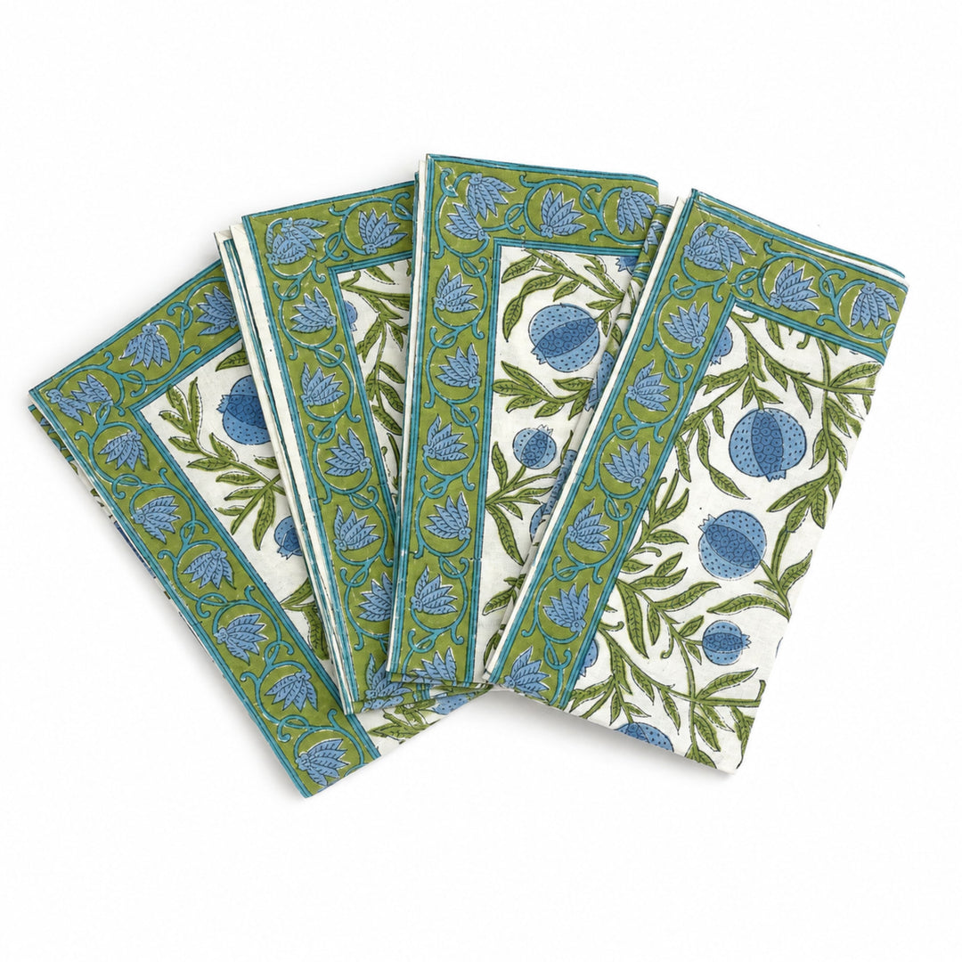 Napkins - Pomegranate Blue Dinner Napkins Pacific & Rose Textles 