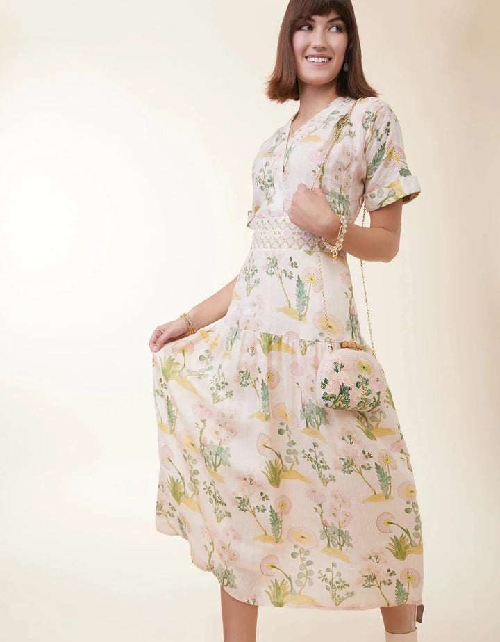 Natalee Midi Dress - Enclave Stripe Floral Sprigs Womens Dress Spartina 