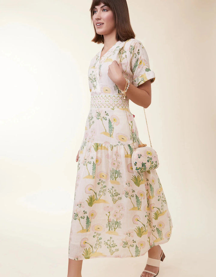 Natalee Midi Dress - Enclave Stripe Floral Sprigs Womens Dress Spartina 