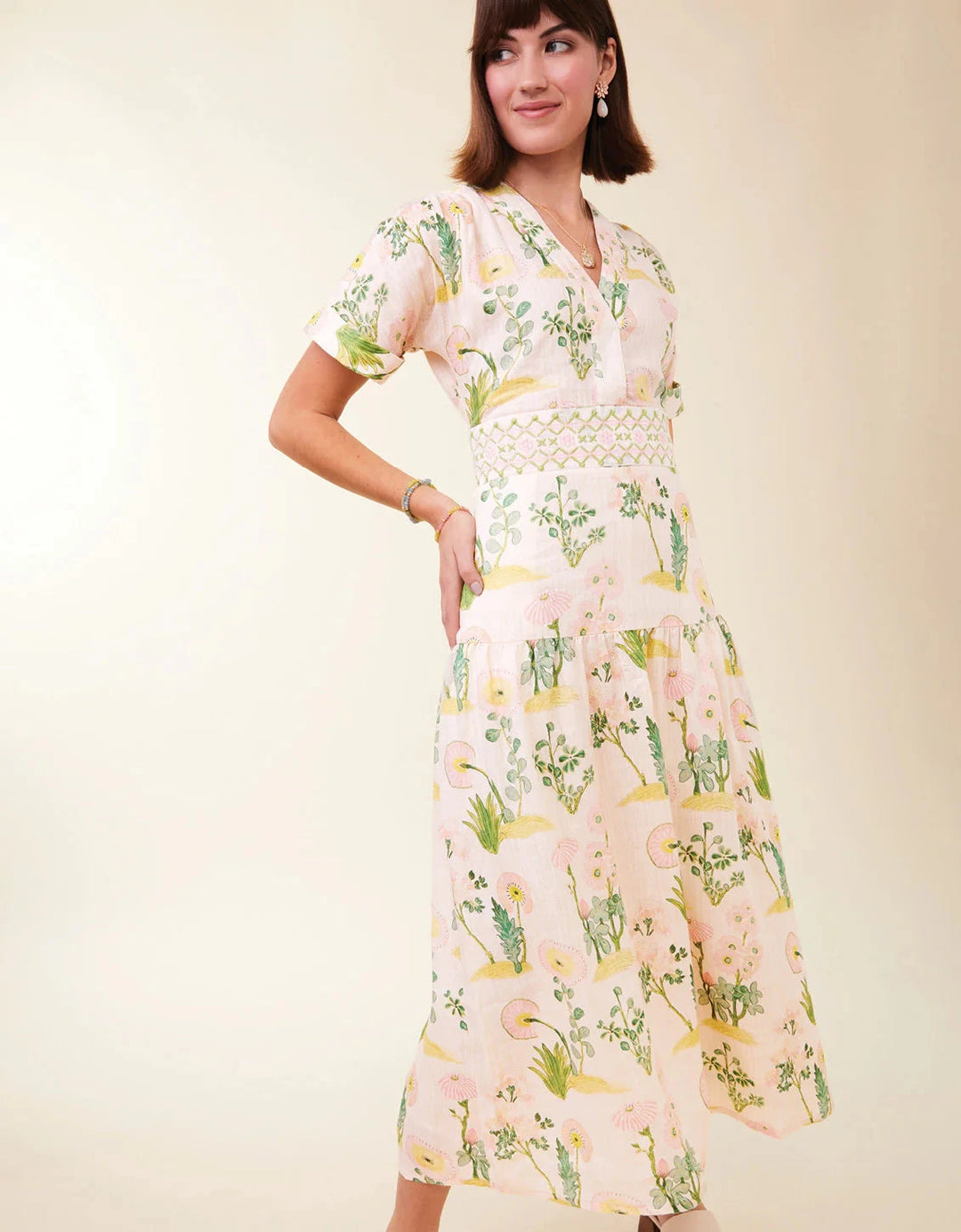Natalee Midi Dress - Enclave Stripe Floral Sprigs Womens Dress Spartina 