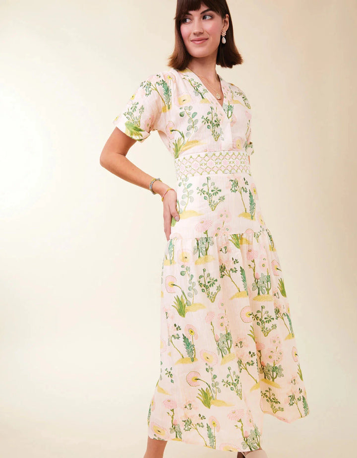 Natalee Midi Dress - Enclave Stripe Floral Sprigs Womens Dress Spartina 