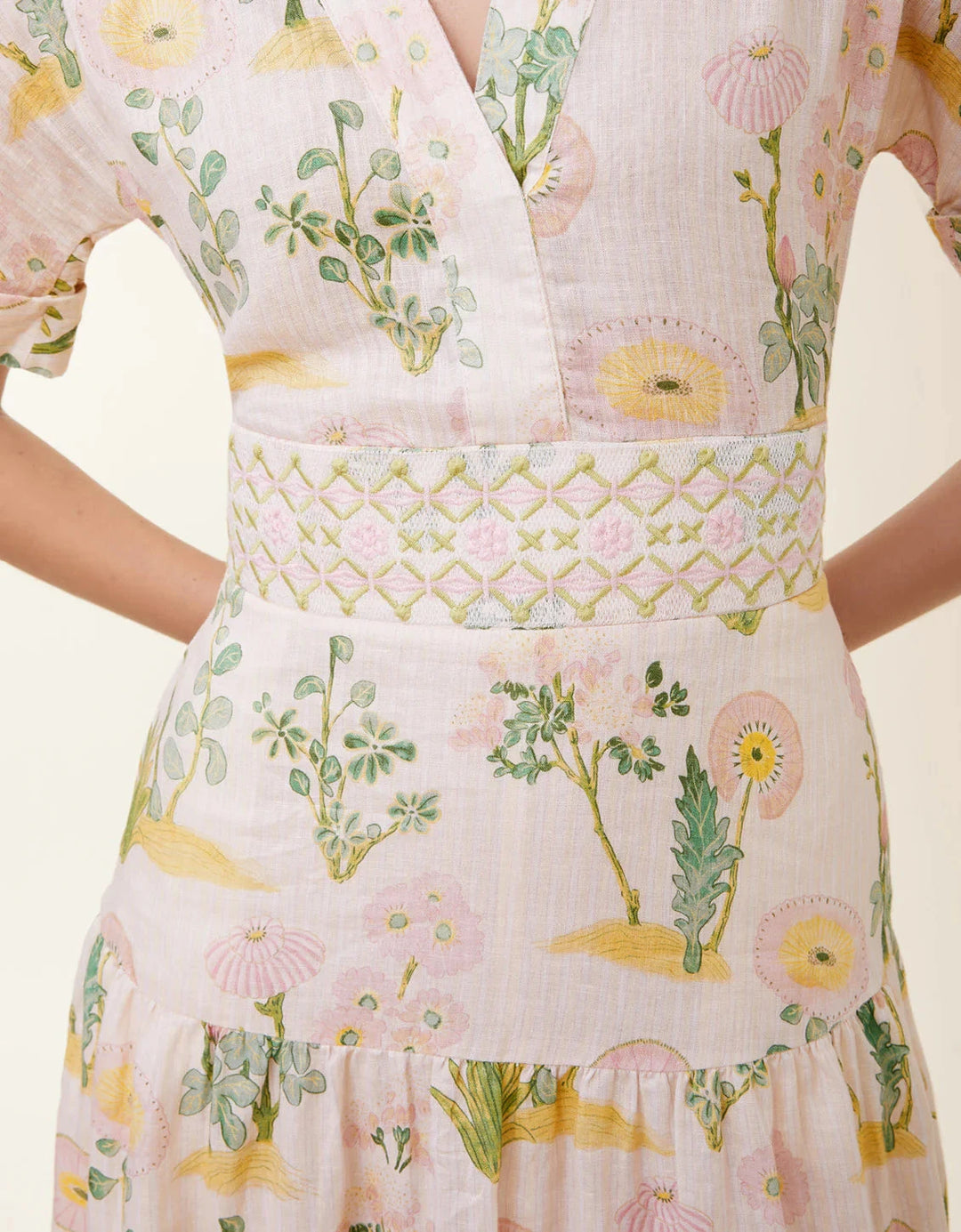 Natalee Midi Dress - Enclave Stripe Floral Sprigs Womens Dress Spartina 