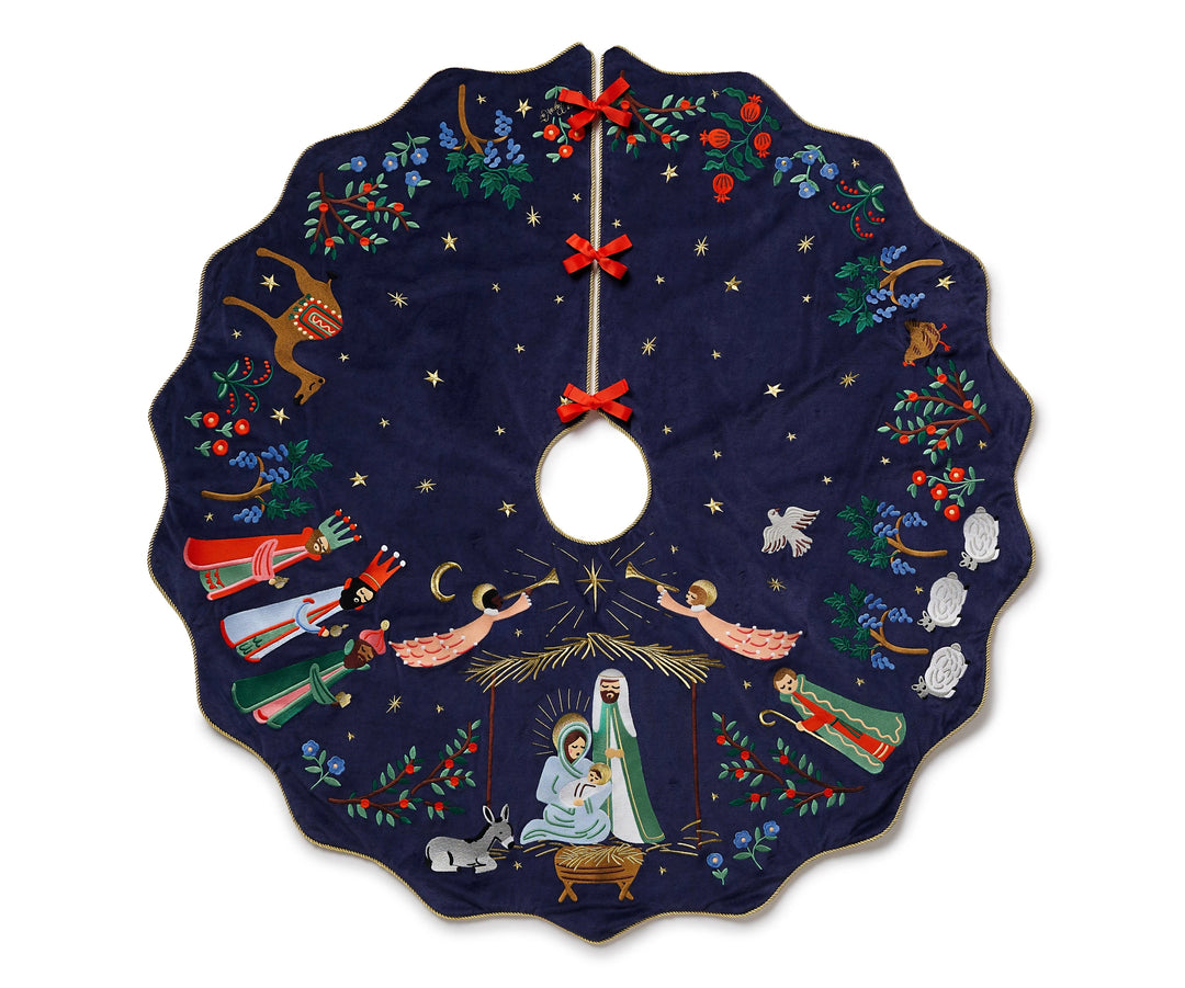 Nativity Embroidered Tree Skirt Christmas Tree Skirts Rifle Paper Co 