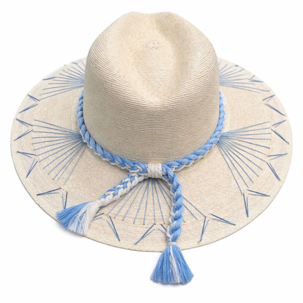 Natural Palm Hat - Mallorca Blue Sunhat The Goldie Hat Co 
