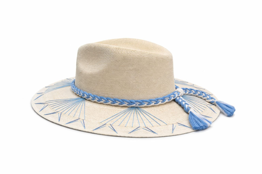 Natural Palm Hat - Mallorca Blue Sunhat The Goldie Hat Co 