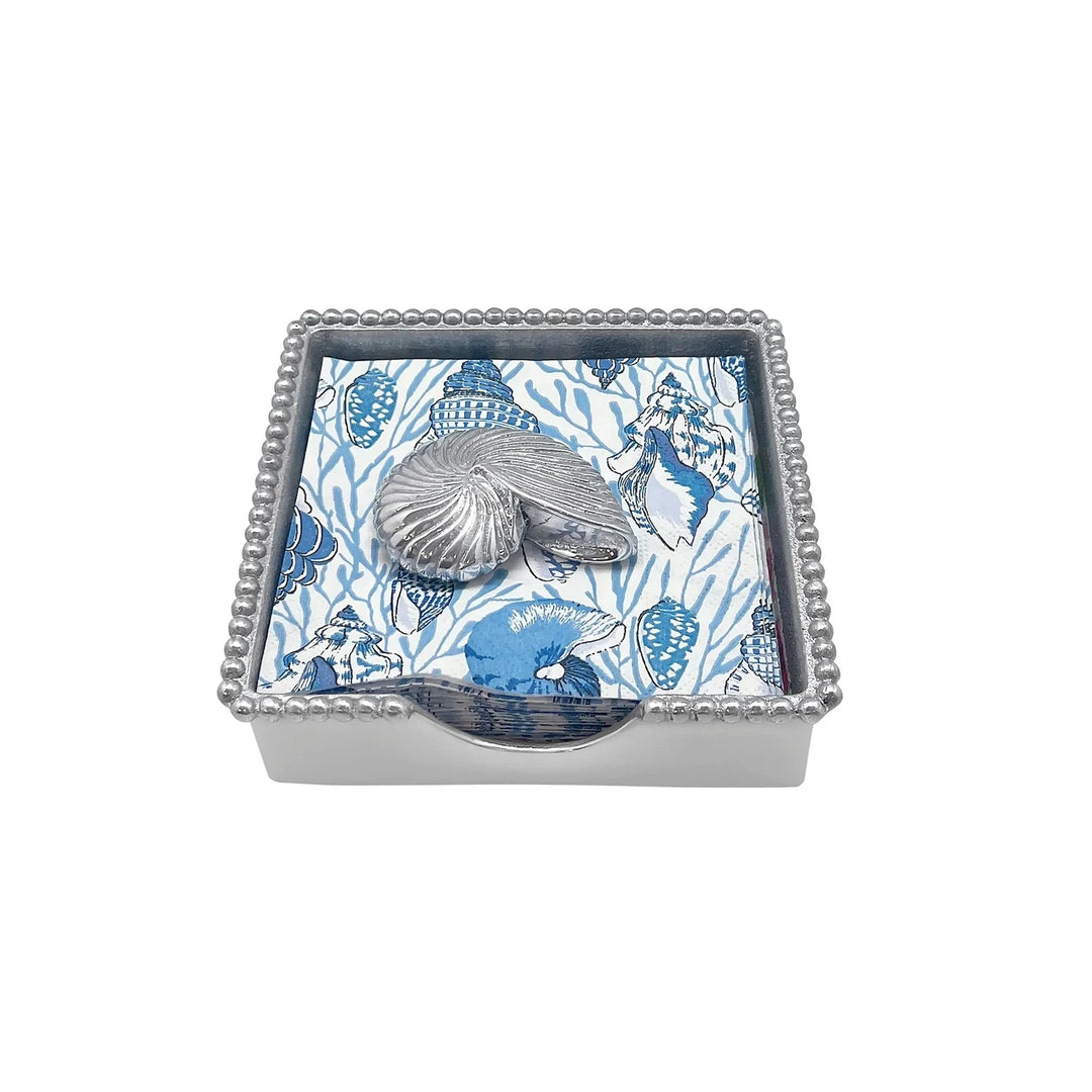Nautilus Shell Beaded Napkin Box Cocktail Napkins Mariposa 