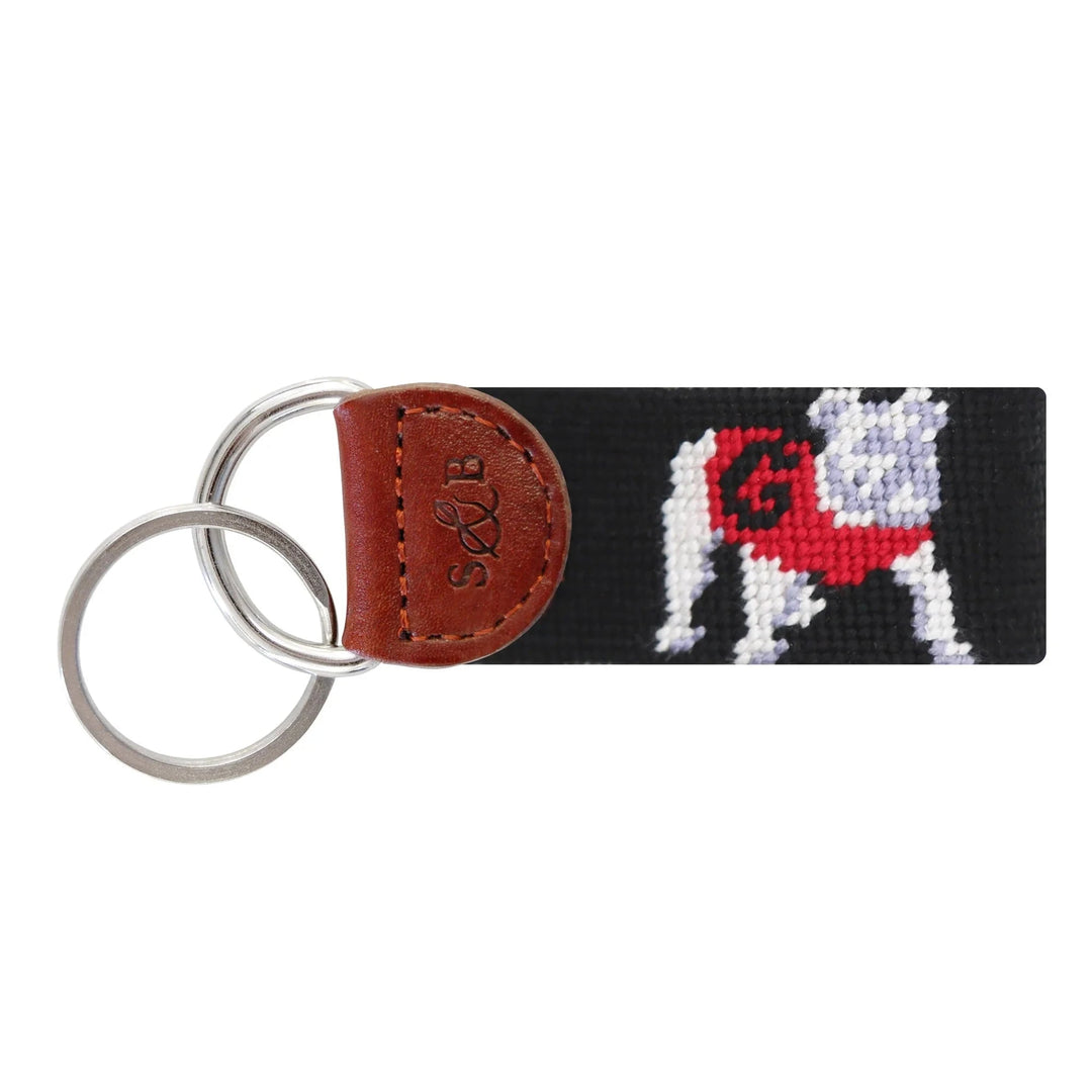 Needlepoint Key Fob Key Fobs Smathers & Branson Georgia - Bulldog Black 