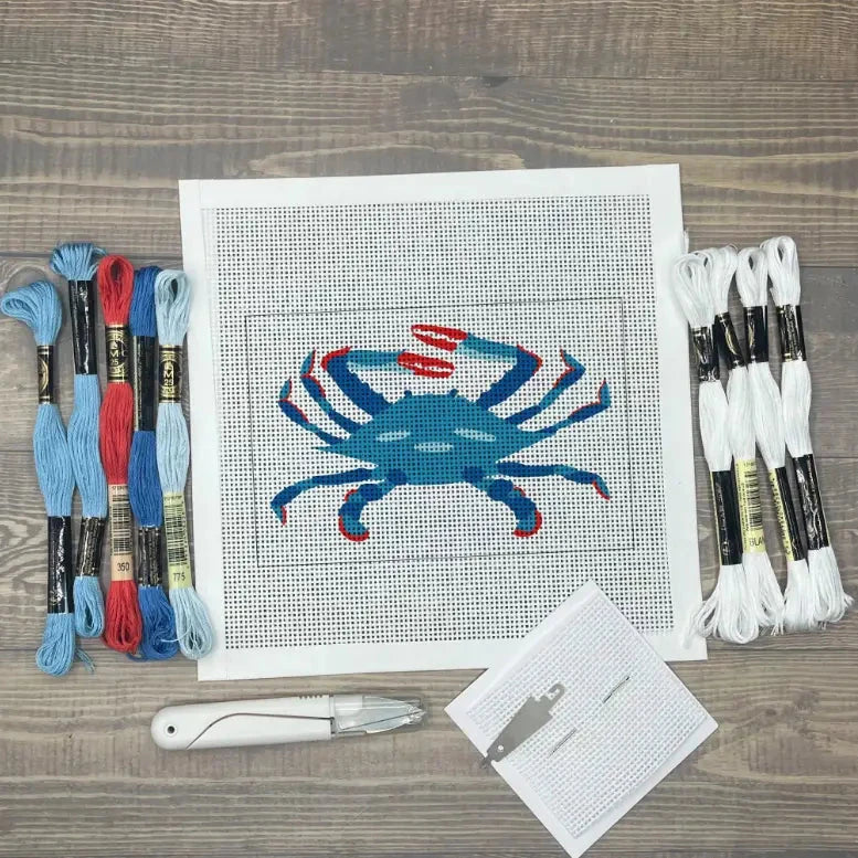 Needlepoint Kit - Blue Crab needlepoint kit Blue Poppy Designs 