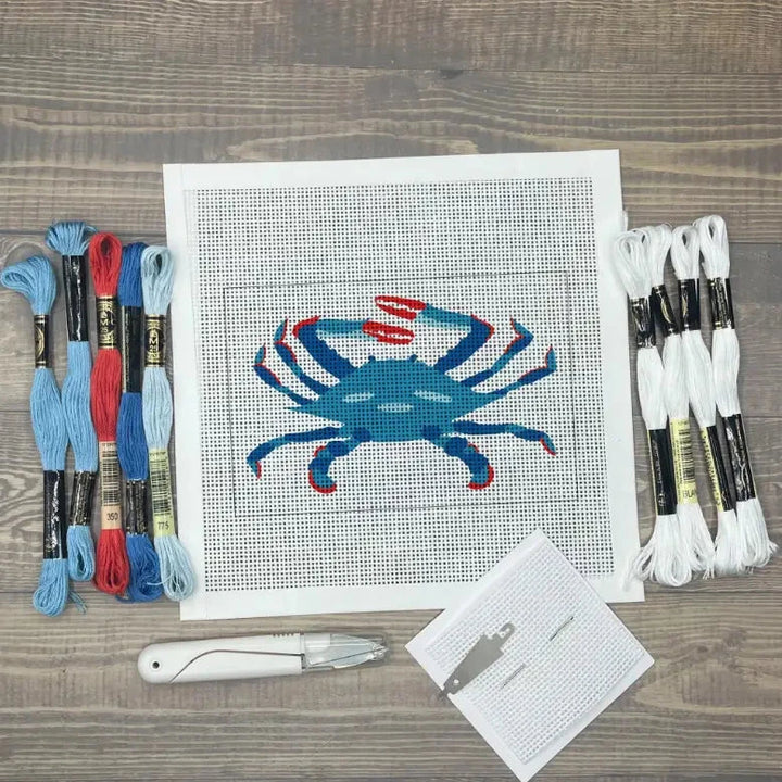 Needlepoint Kit - Blue Crab needlepoint kit Blue Poppy Designs 