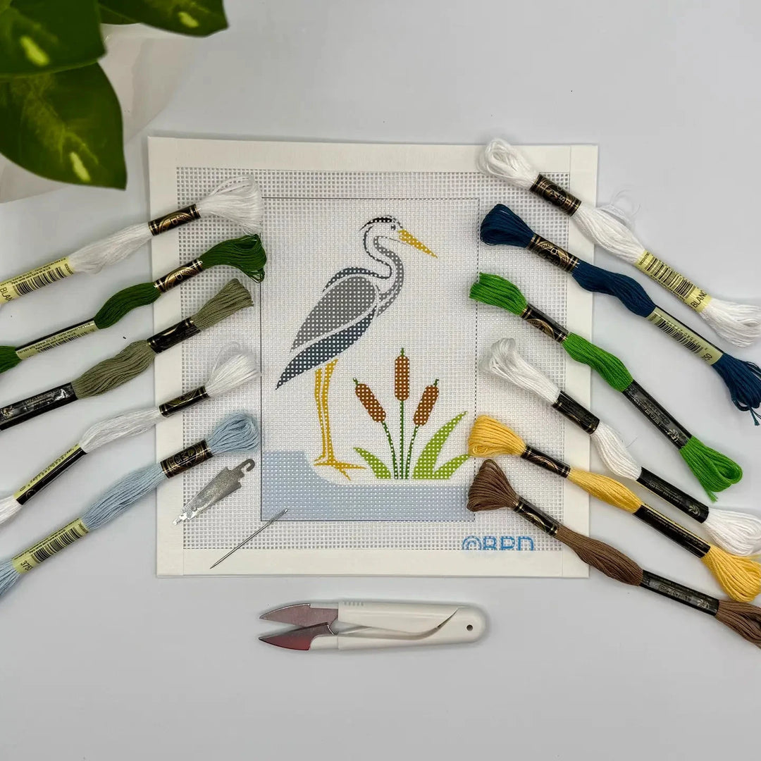 Needlepoint Kit - Heron needlepoint kit Blue Poppy Designs 