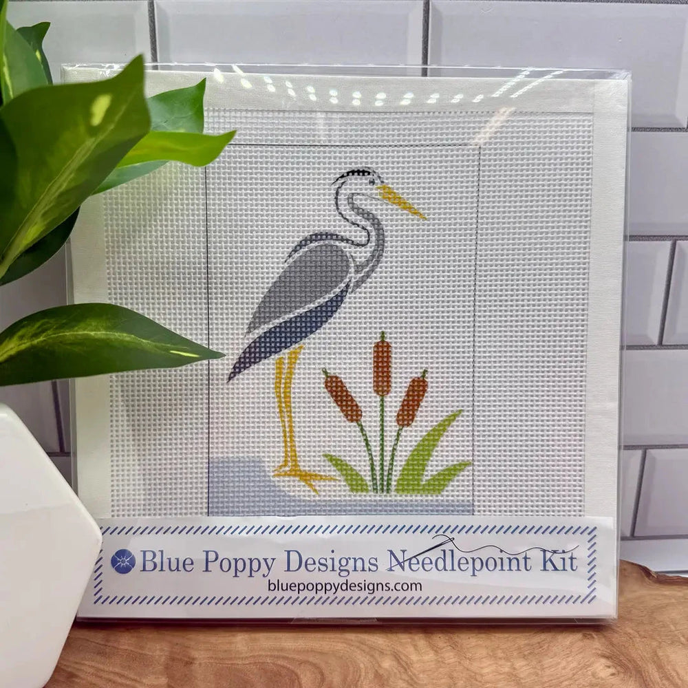 Needlepoint Kit - Heron needlepoint kit Blue Poppy Designs 