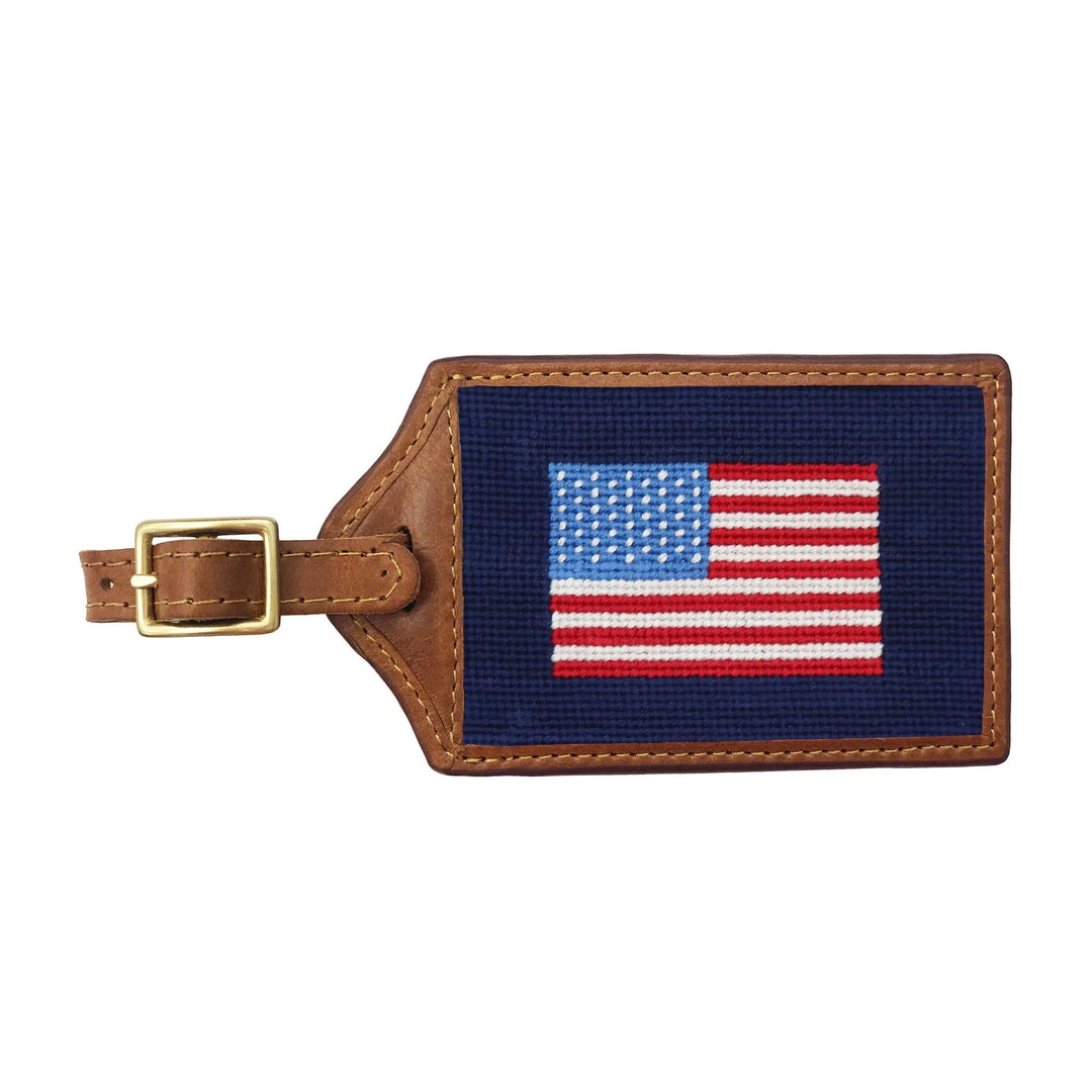 Needlepoint Luggage Tag Luggage Tags Smathers & Branson American Flag 