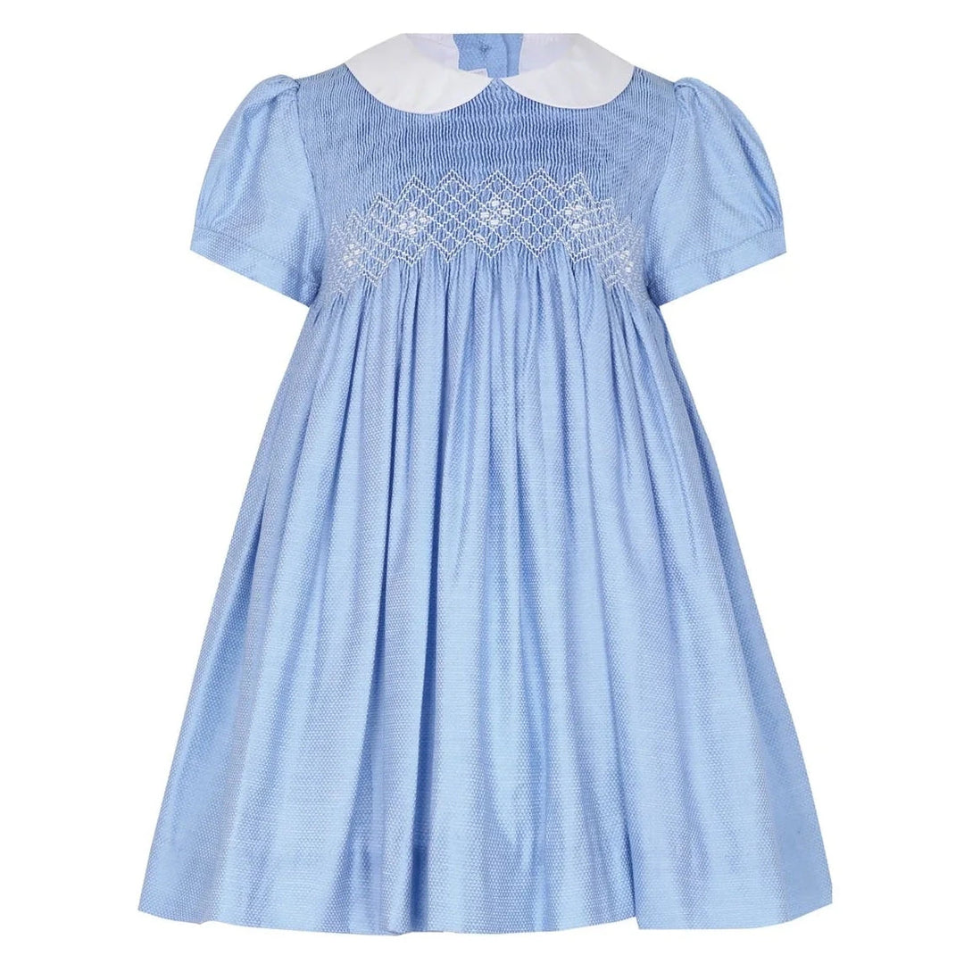 Nella Smocked Dress - Blue Girl Dress Nella Pima 