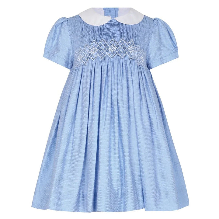 Nella Smocked Dress - Blue Girl Dress Nella Pima 