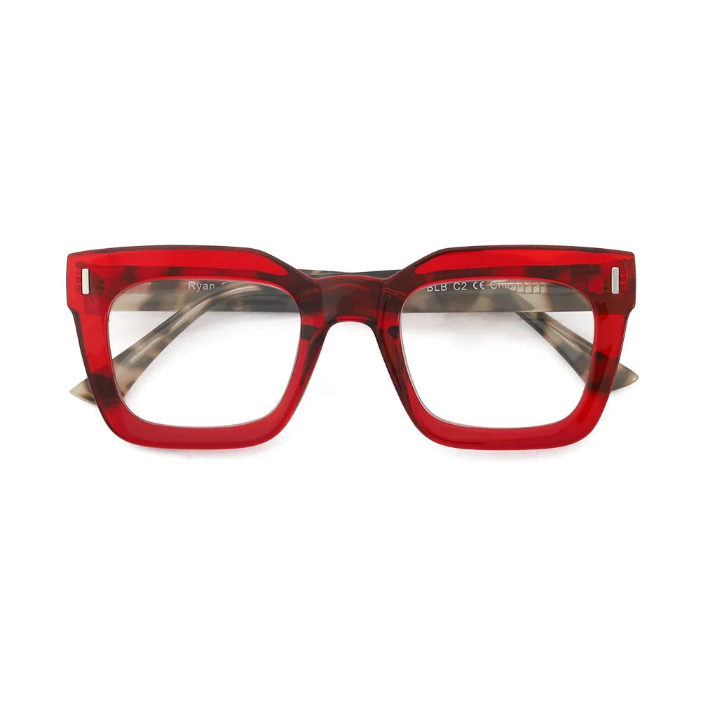 Ness Readers - Transparent Red and Grey Tortoise Reading Glasses Ryan Simkhai 