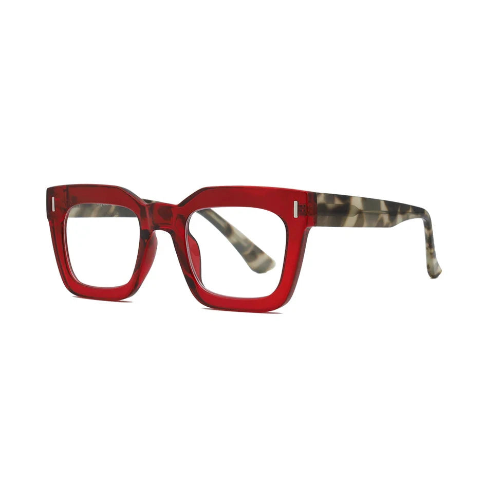 Ness Readers - Transparent Red and Grey Tortoise Reading Glasses Ryan Simkhai 