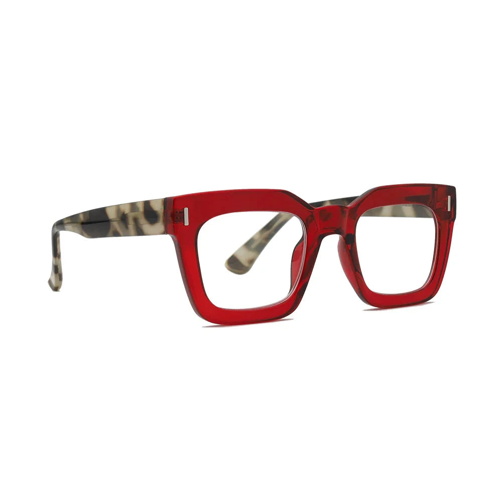 Ness Readers - Transparent Red and Grey Tortoise Reading Glasses Ryan Simkhai 