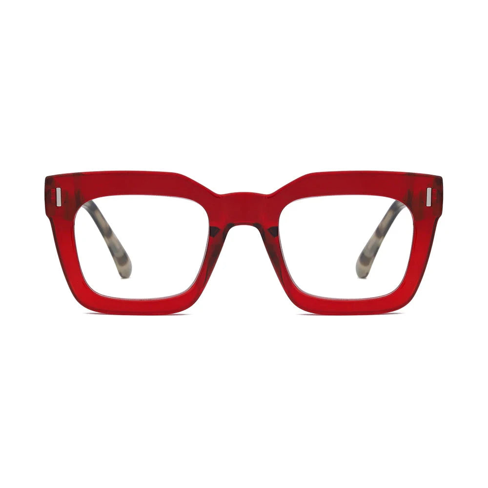 Ness Readers - Transparent Red and Grey Tortoise Reading Glasses Ryan Simkhai 