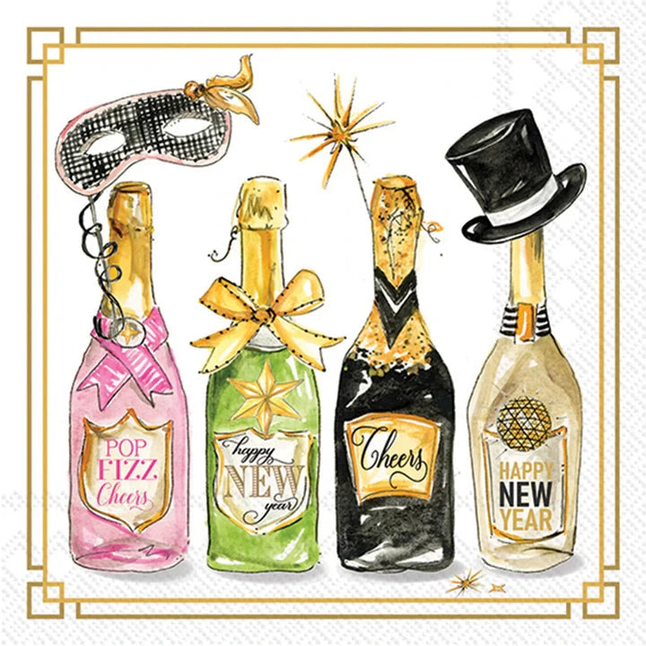 New Years Bottles Cocktail Napkins Cocktail Napkins Creative Brands - Slant 