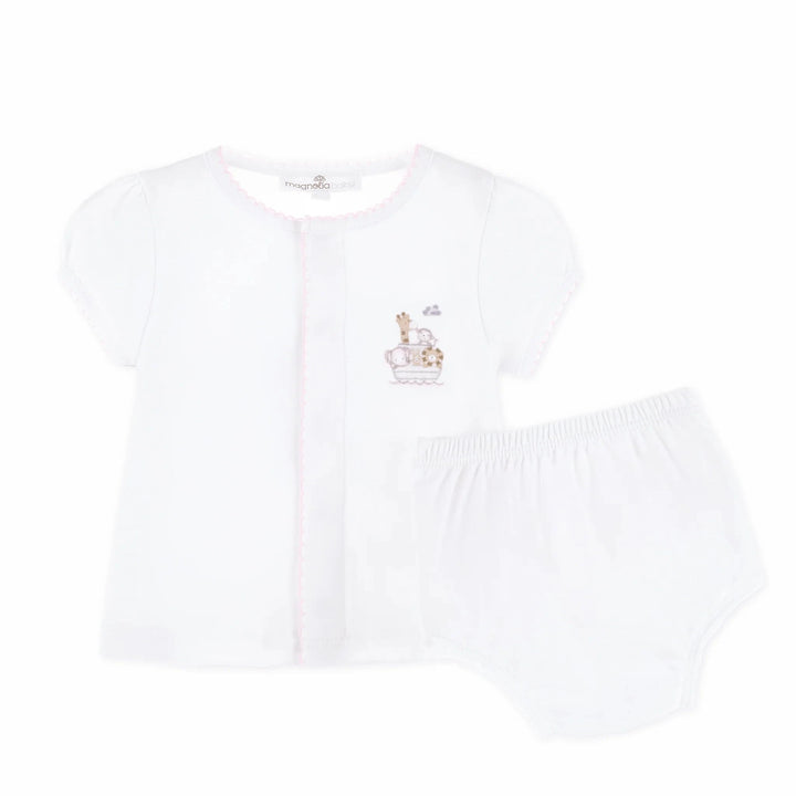 Noah's Ark Ruffle Diaper Cover Set - Pink Girl Set Magnolia Baby 
