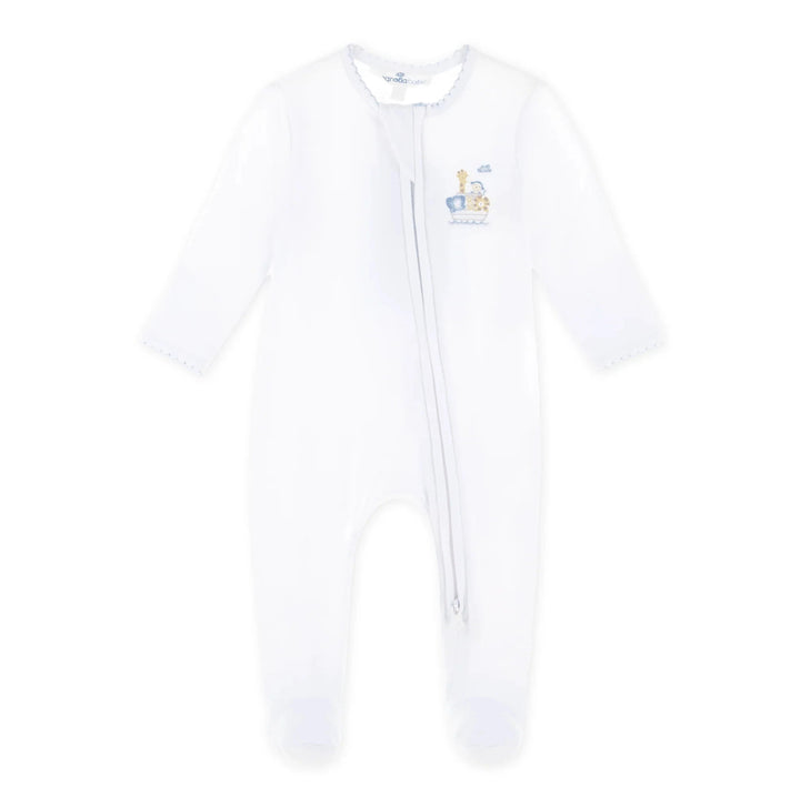 Noah's Ark Zip Footie - Light Blue Boy Footie Magnolia Baby 