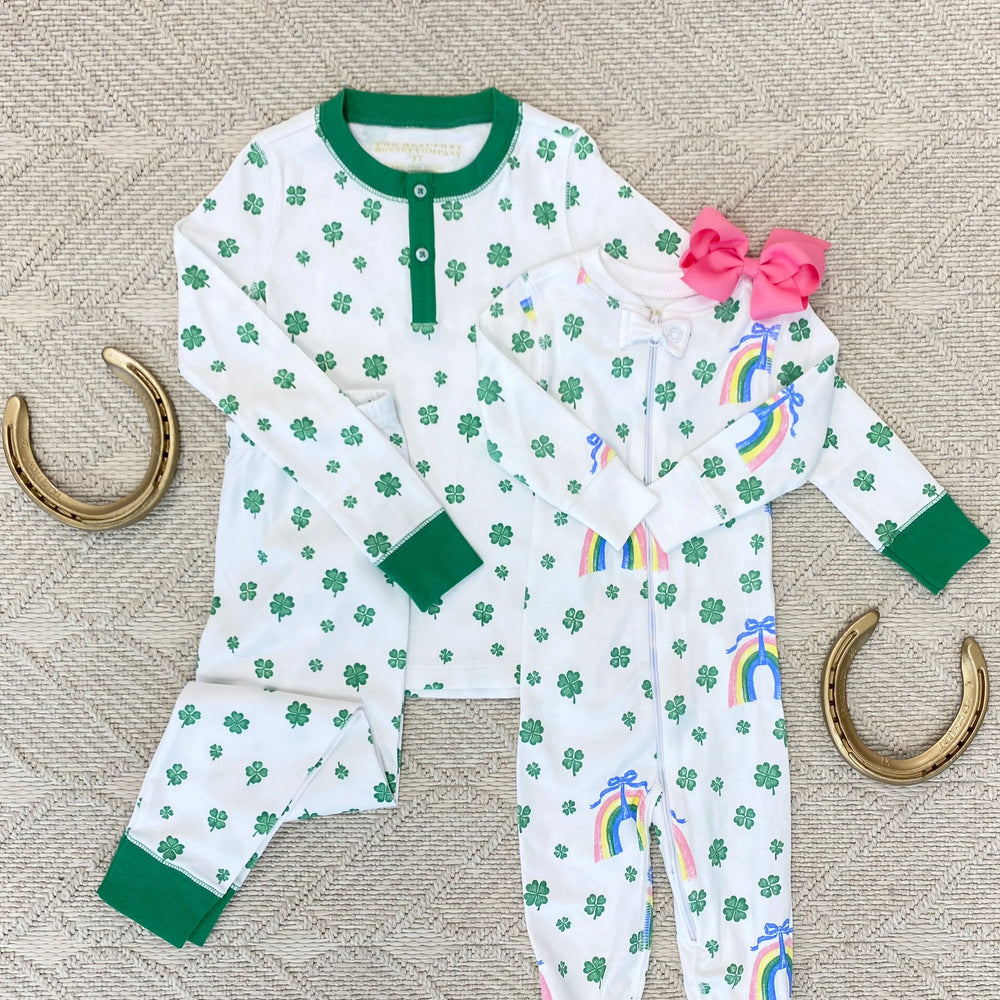Noelle's Night Night - Crescent Clover and Rainbows Girl Pajamas Beaufort Bonnet 
