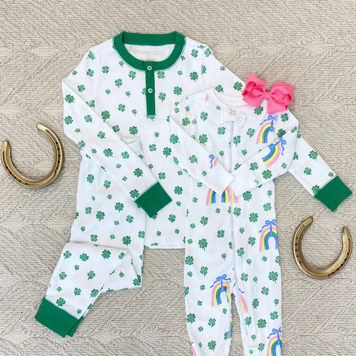 Noelle's Night Night - Crescent Clover and Rainbows Girl Pajamas Beaufort Bonnet 
