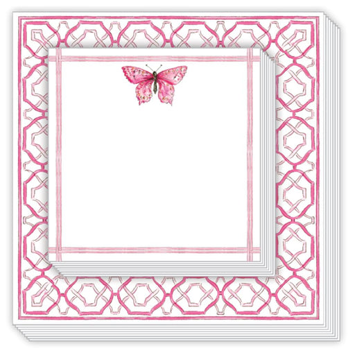 Notepad Duo - Pink Geo Border with Pink Butterfly Notebooks & Notepads Rosanne Beck 