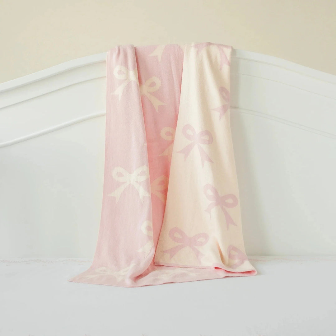 Nursery Blanket - Pink Bows Baby Blanket Little English 