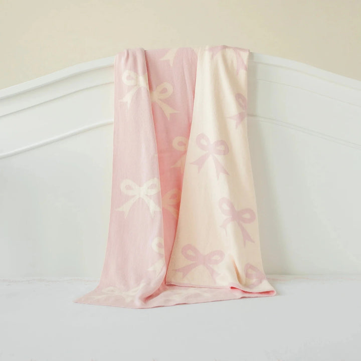 Nursery Blanket - Pink Bows Baby Blanket Little English 