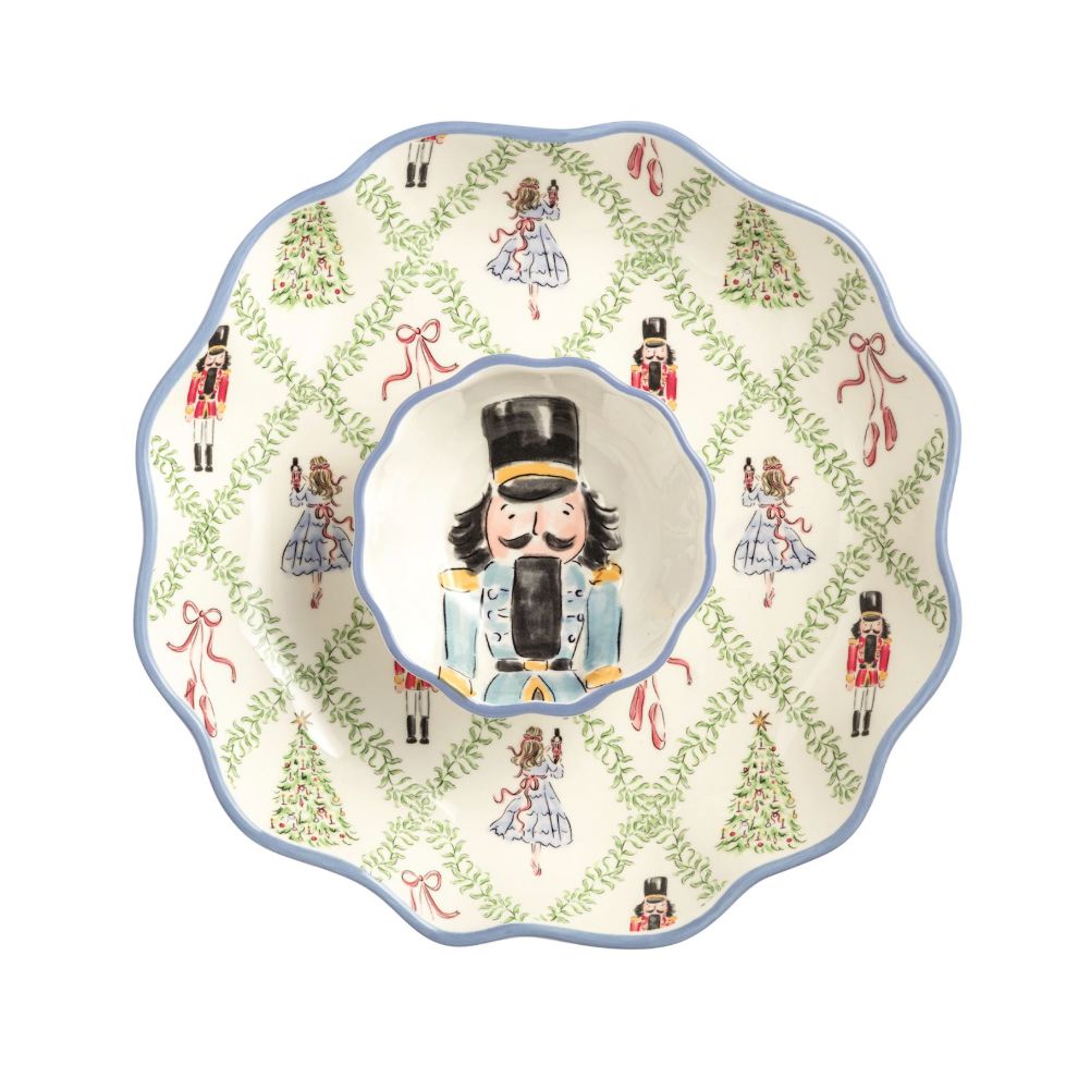 Nutcracker Chip & Dip Set Serving Piece MudPie 