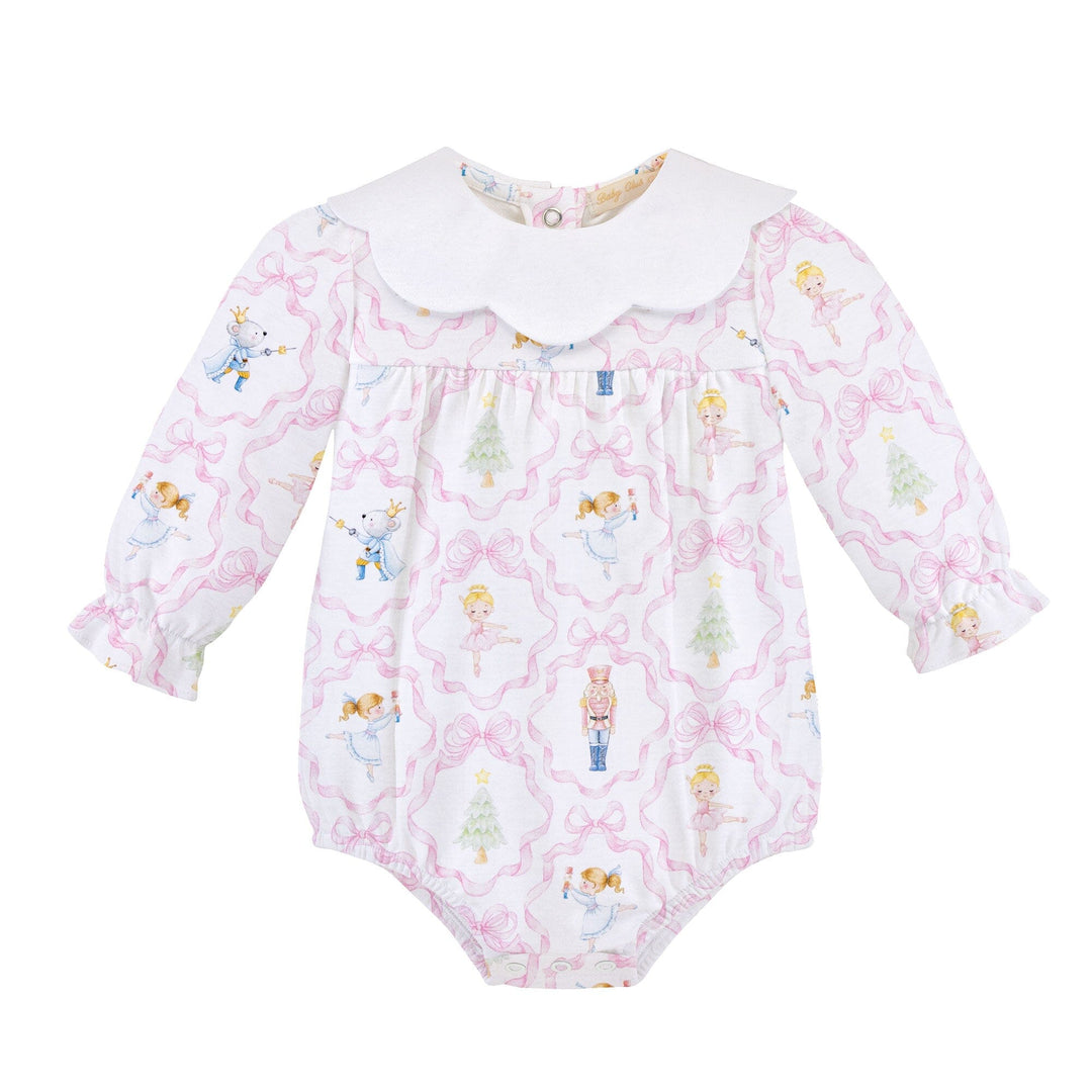 Nutcracker Dreams Bubble with Scalloped Collar Girl Bubble Baby Club Chic 