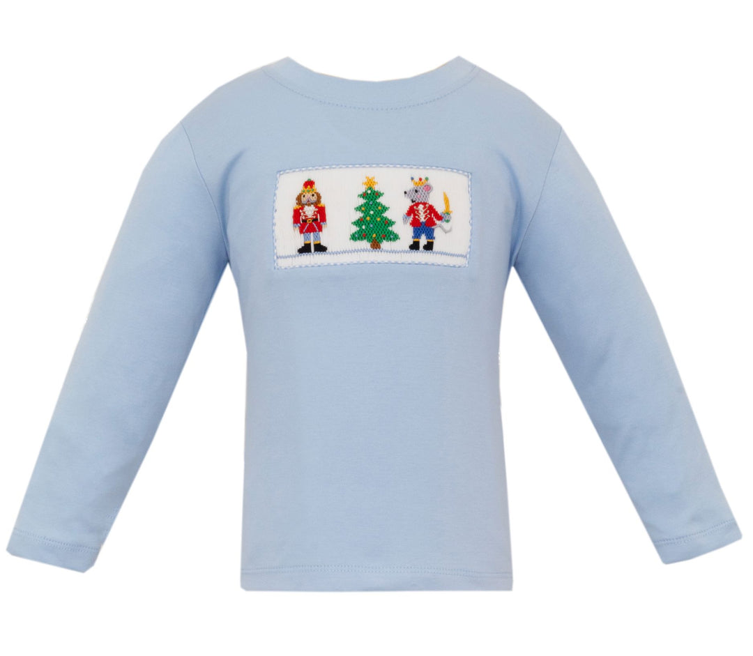 Nutcracker Smocked Blue Shirt Boy Shirt Anavini 