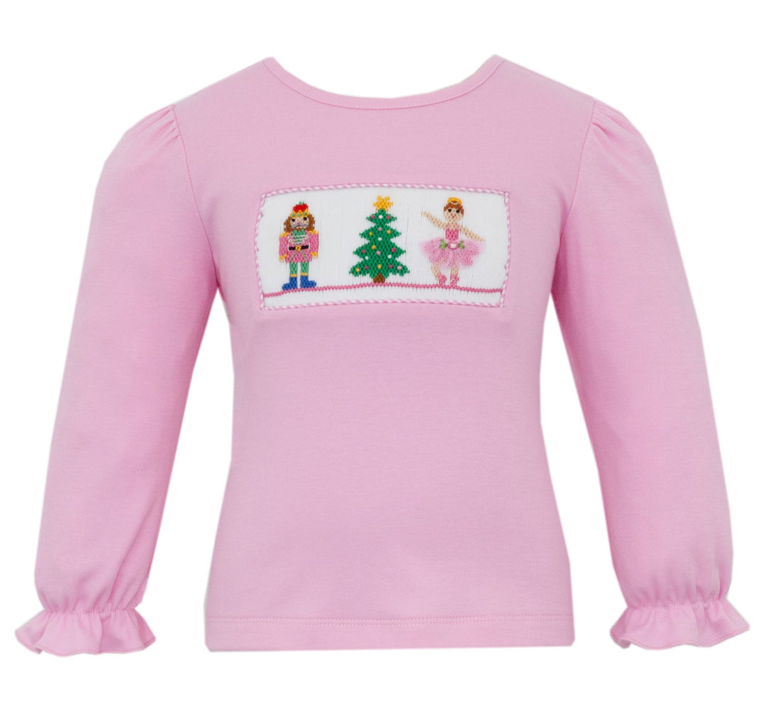 Nutcracker Smocked Pink Shirt Girl Shirt Anavini 