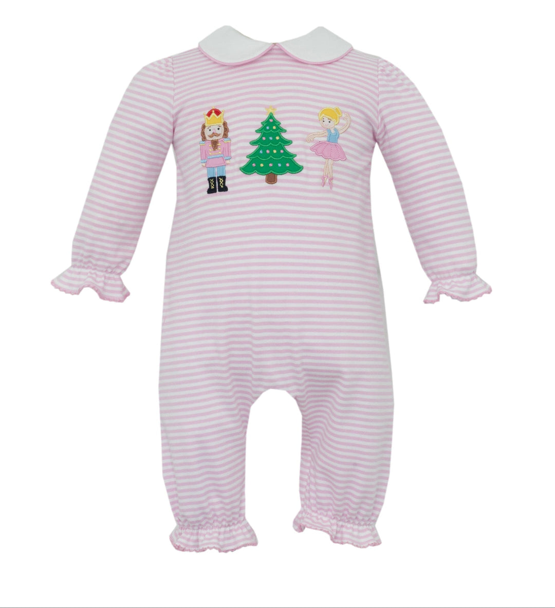 Nutcracker Striped Pink Knit Romper Girl Romper Claire and Charlie 