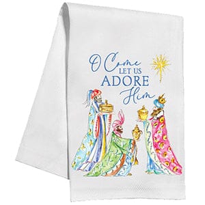 O Come Let Us Adore Him Wisemen Trio and Star Kitchen Towel Kitchen Towel Rosanne Beck 