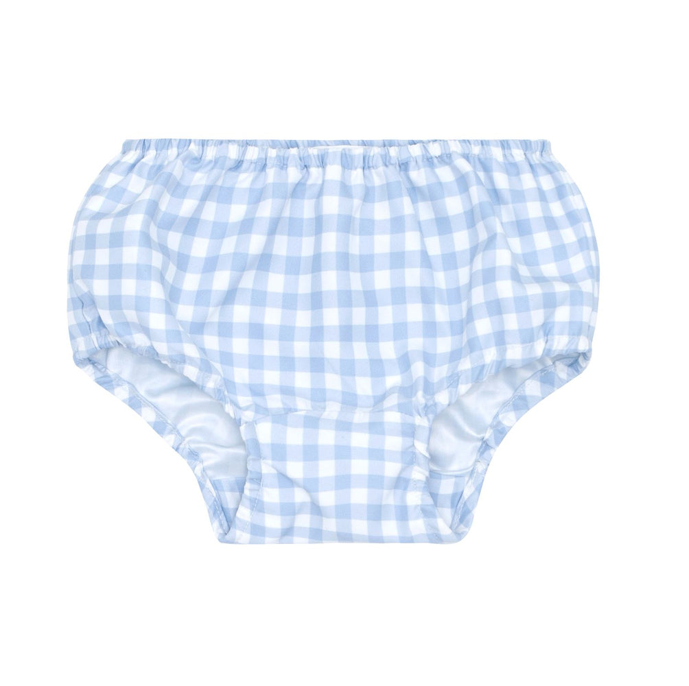 Oasis Blue Gingham Diaper Bloomer Cover Boy Bathing Suit Minnow 