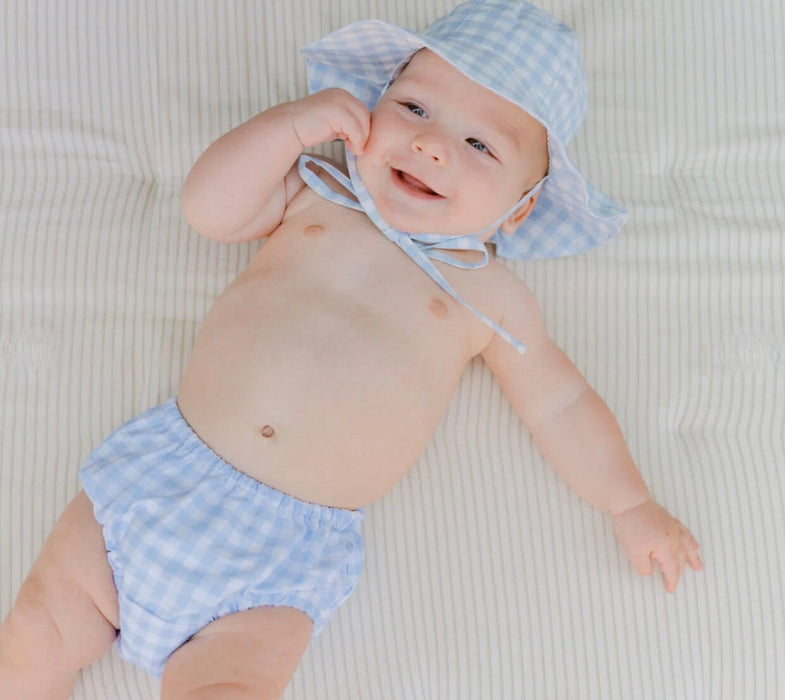 Oasis Blue Gingham Diaper Bloomer Cover Boy Bathing Suit Minnow 