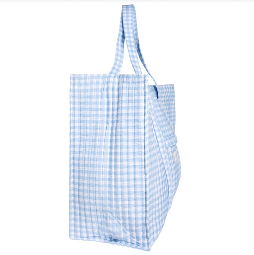 Oasis Blue Gingham Overnighter Tote Bags and Totes Minnow 