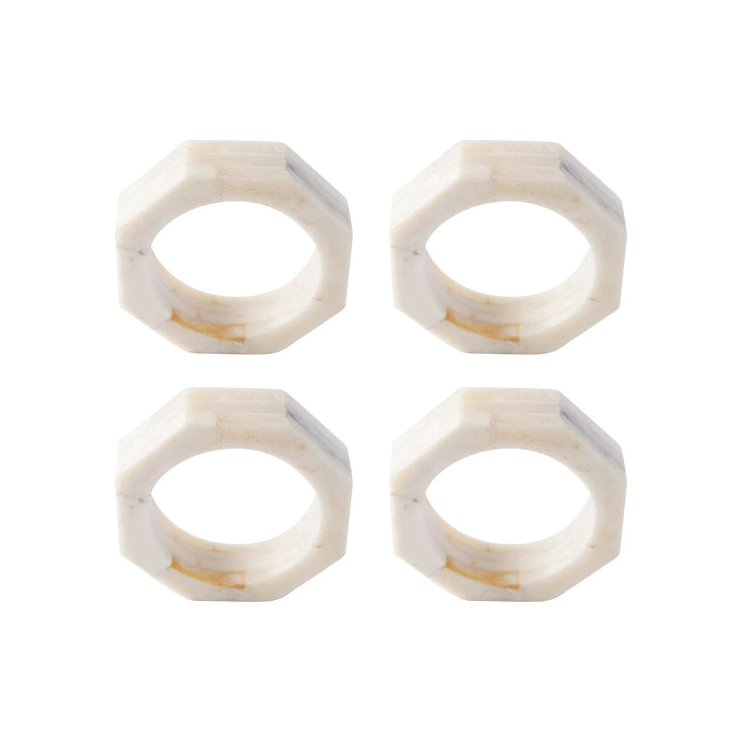 Octagon Shaped Resin Napkin Rings - Set of 4 Napkin Rings Creative Co-Op - Bloomingville 