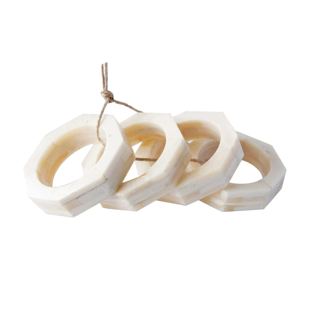 Octagon Shaped Resin Napkin Rings - Set of 4 Napkin Rings Creative Co-Op - Bloomingville 