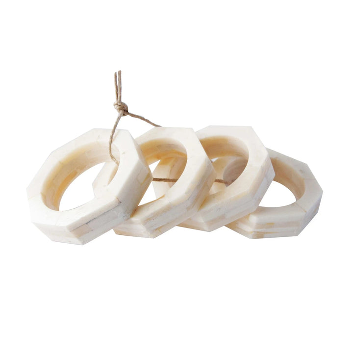 Octagon Shaped Resin Napkin Rings - Set of 4 Napkin Rings Creative Co-Op - Bloomingville 