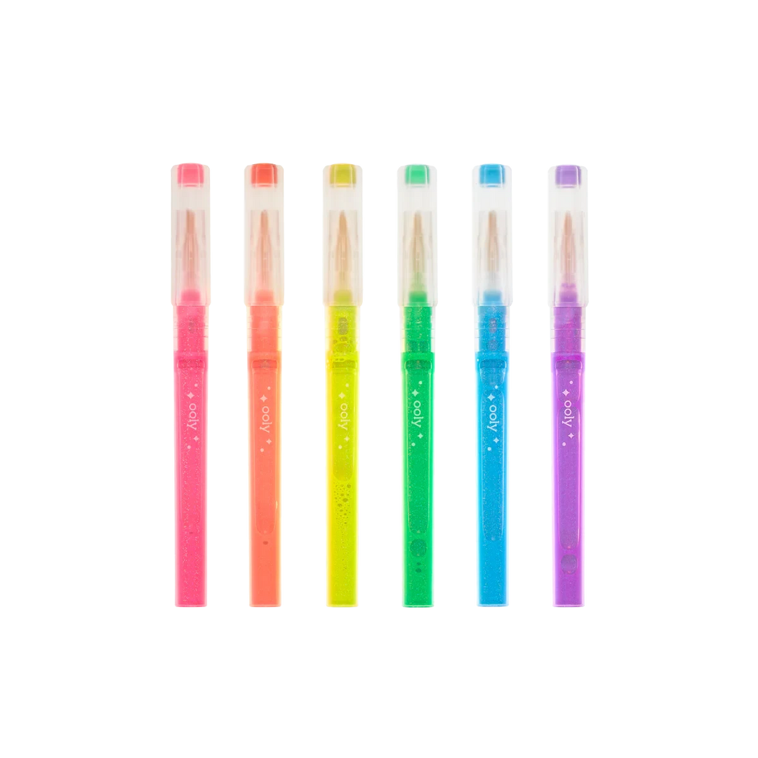 Oh My Glitter! Liquid Glitter Ink Neon Highlighters - Set of 6 Coloring Supplies Ooly 