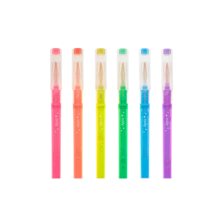 Oh My Glitter! Liquid Glitter Ink Neon Highlighters - Set of 6 Coloring Supplies Ooly 