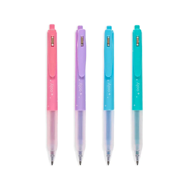 Oh My Glitter! Retractable Glitter Gel Pens - Set of 4 Coloring Supplies Ooly 